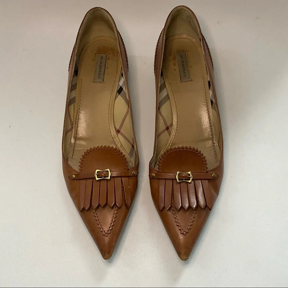 Vintage Burberry Brown Leather Low Heel Loafers - Picture 3 of 13